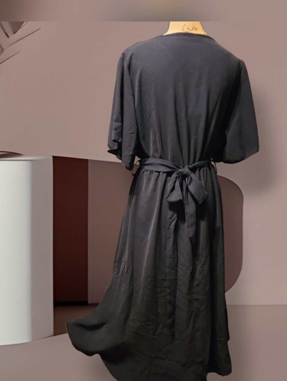 BloomChic Solid Tie Surplice Ruffle High-Low Dress - Picture 8 of 11